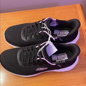 Skechers Women's Black and Pink Athletic Memory Foam Sneakers